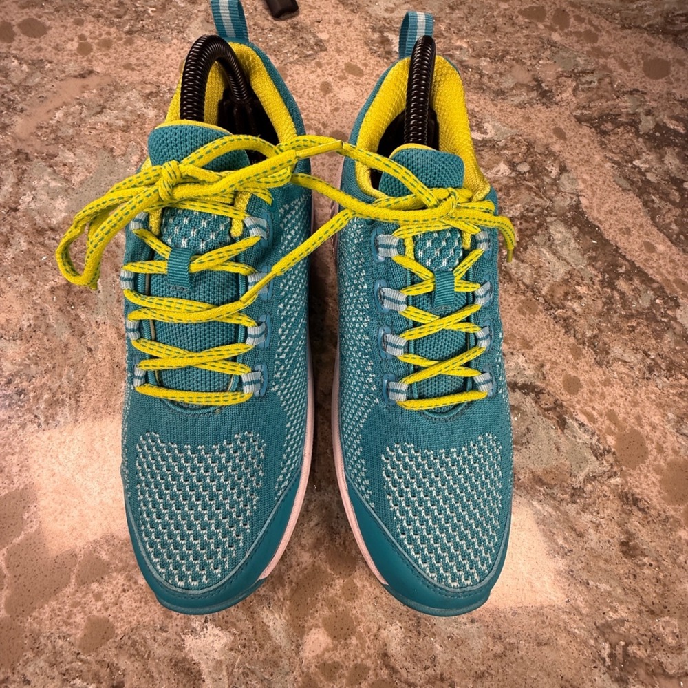 BioFit 986 Womens Teal Neon Yellow Knit Athletic Walking Sneakers Size 9 B - Picture 2 of 5